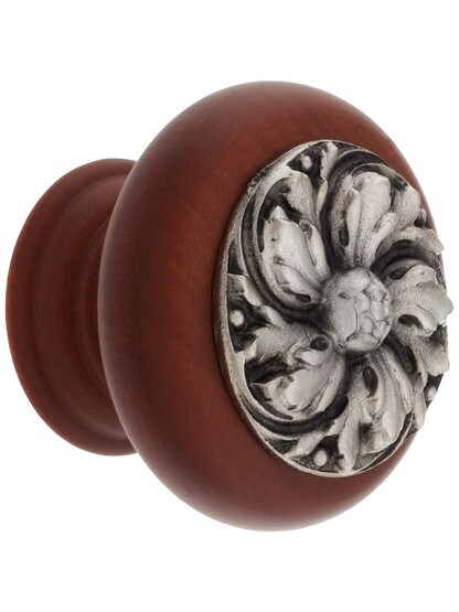 1 1/2 inch Diameter Chrysanthemum Knob in Cherry/Satin Nickel.